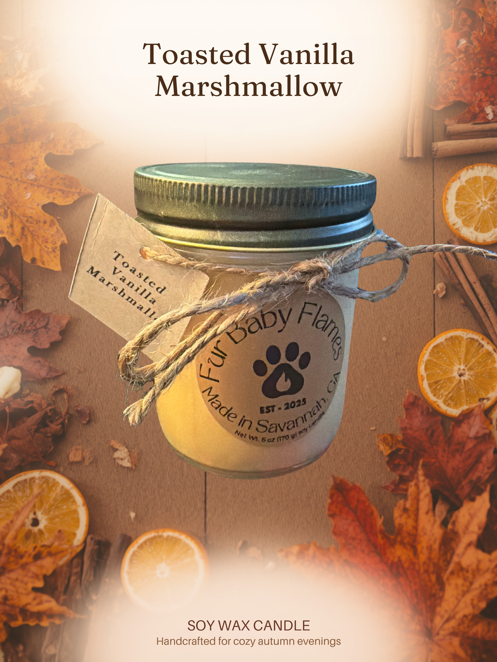 Toasted Vanilla Marshmallow Handcrafted Soy Candle | 6 oz